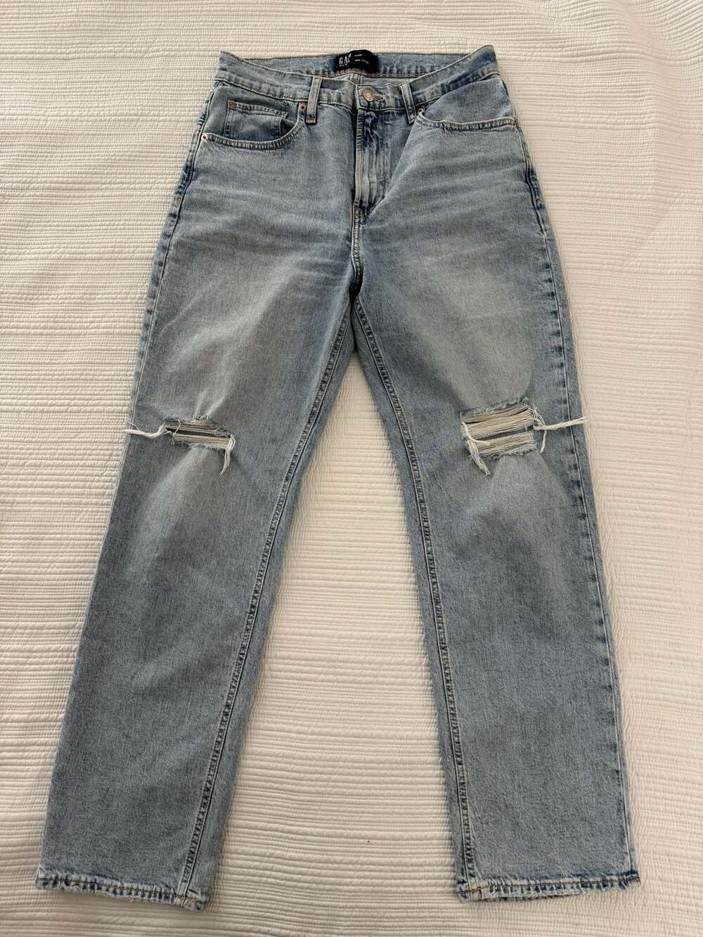 Gap 90s Loose Jeans Size 6/28R Light Wash Distressed Ripped Knee Baggy Denim